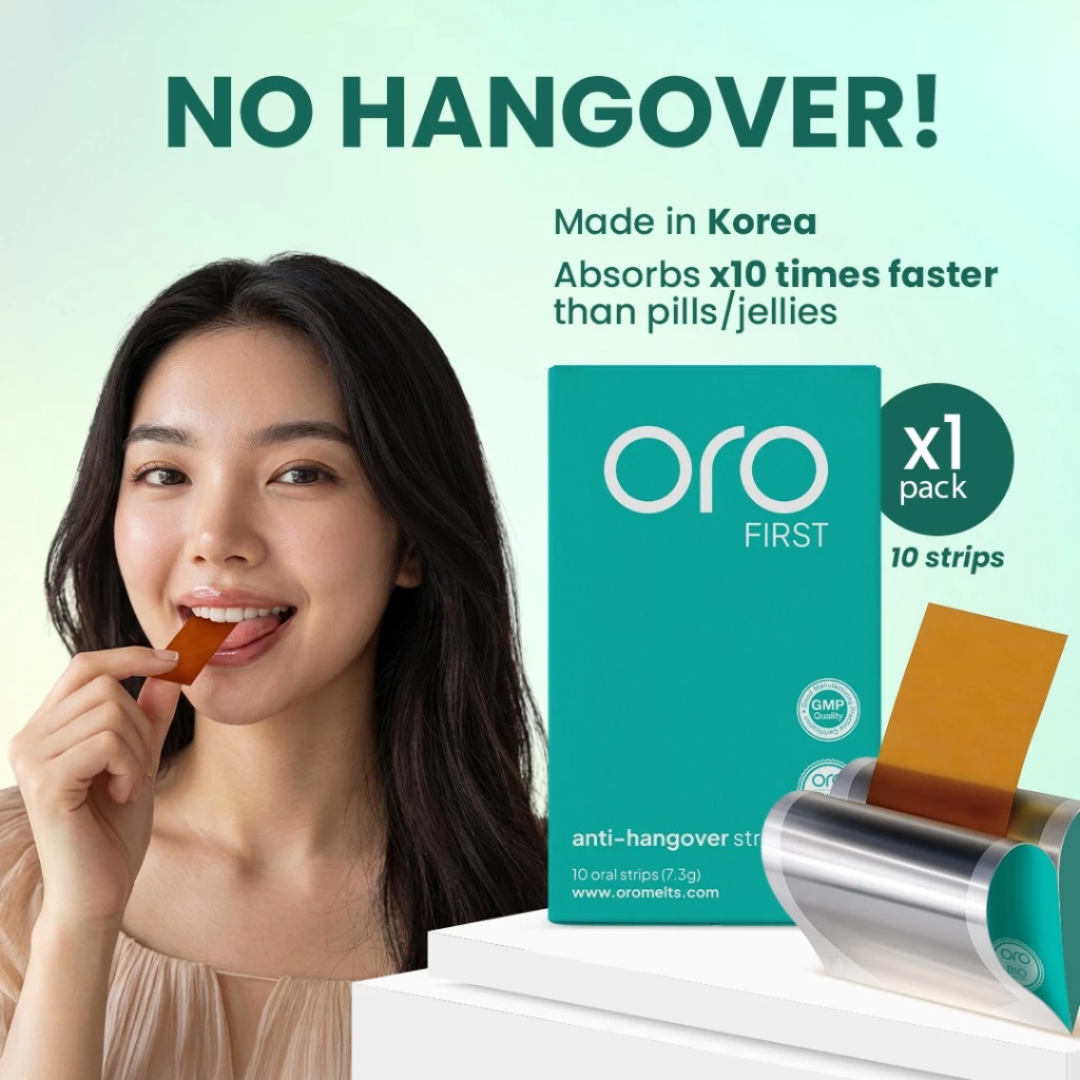 ORO FIRST Hangover Prevention Strips - 1 Box (10 Servings)