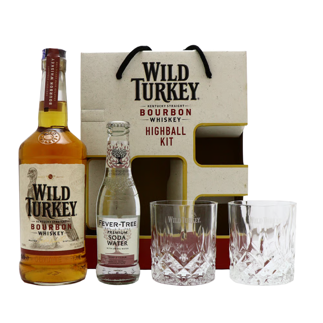 Wild Turkey "Kentucky Straight "Bourbon 75cl + Fever Tree Soda + Wild Turkey Vintage Glass